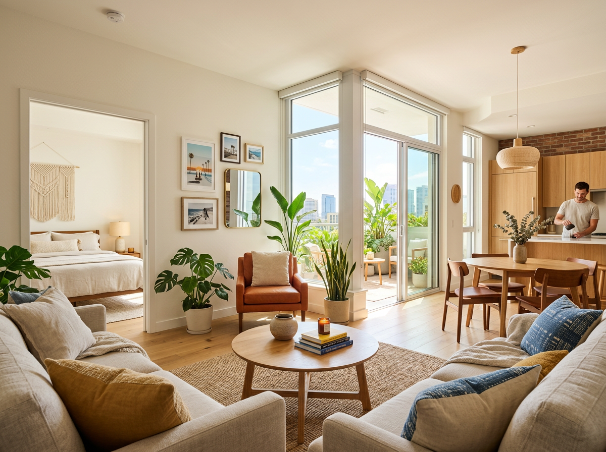 Page: AirBnB - Ein Zuhause weit weg von daheim - Entdecke San Diego. Context: AirBnB – Ein Zuhause w